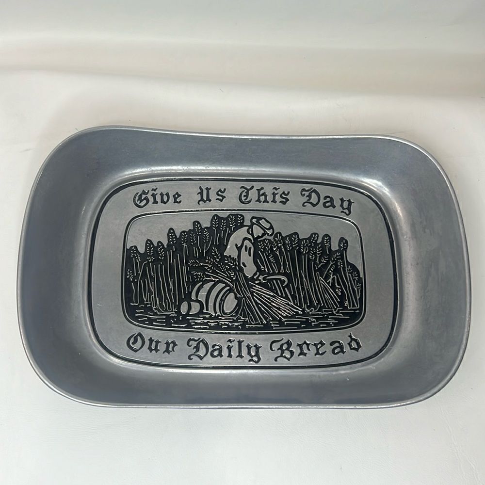 Wilton Armetale Tray Give Us This Day Our Daily Bread Cooking Serving Food Drink